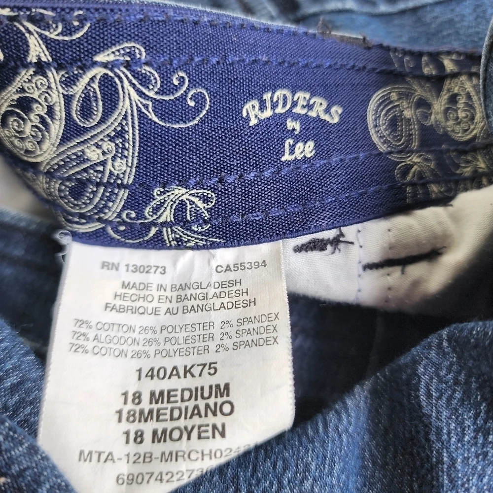 Riders by Lee Denim Jean Skirt Women's Blue Sz 18 Medium Cargo Pockets Stretch
